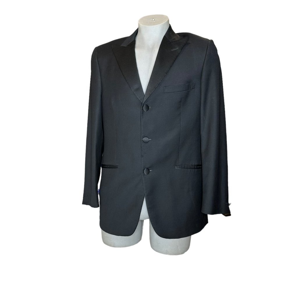 Versace Tux Jacket Mens 42L Black Suit Blazer 3 Button Front Classic Classic